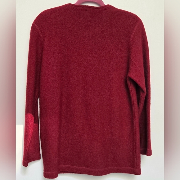 Vintage Conrad C 100% Wool Deep Red Full Zip Pocket Open Hand Beaded Cardigan - Picture 2 of 14